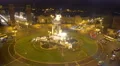 Top view of illuminated fountain on central square Plaza de Espana in Barcelona 4k or 4k+ Resolution