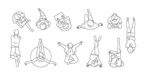 Top View Illustrations of People in Various Poses Stock Illustration