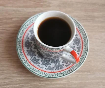 Top view image of a cup of black coffee Stock Photos