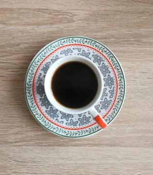 Top view image of a cup of black coffee Stock Photos