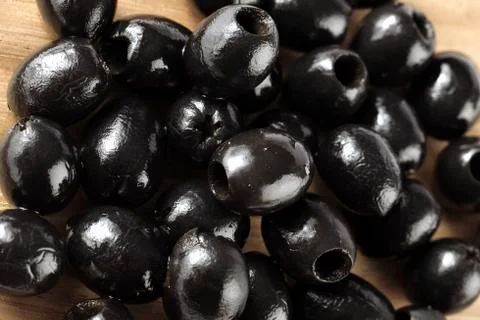 Top view image of heap of black olives Stock Photos