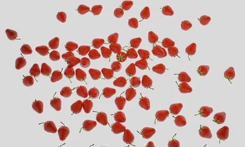 Top view image Many fresh red strawberries spread over a white background and Stock Illustration