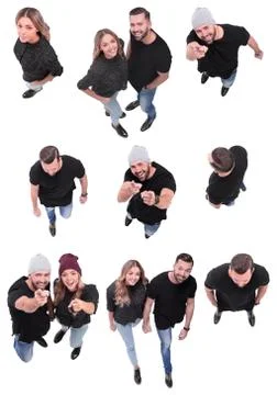 Top view. image of modern different young people Stock Photos