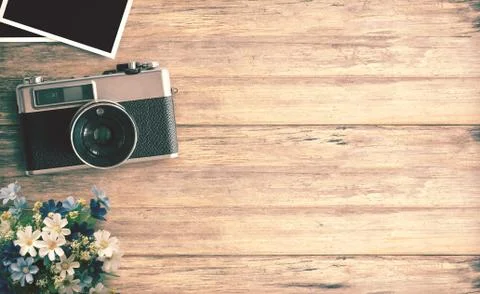 Top view image of vintage camera Foto stock