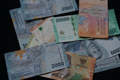 Top view of Indonesian rupiah currency Foto stock