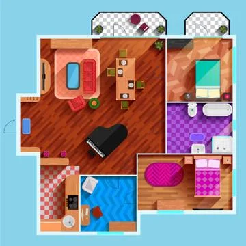 Top View Of Interior Of Typical Apartment Stock Illustration