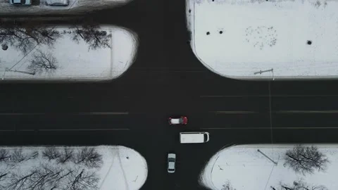 Top view of the intersection. 4k footage Stock Footage 168349020