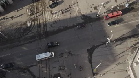Top View Of The Intersection Of The Road Along Kievskaya Street Zhytomyr Stock Footage 170309229