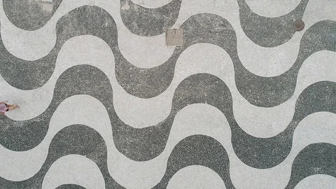 Top view of Ipanema Beach iconic mosaic sidewalk, Rio de Janeiro, Brazil. Stock Footage 119080647