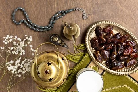 Top view islamic decor elements Stock Photos