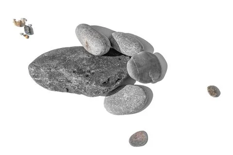 Top view isolated on white or transparent background of large grey stones Stock Photos