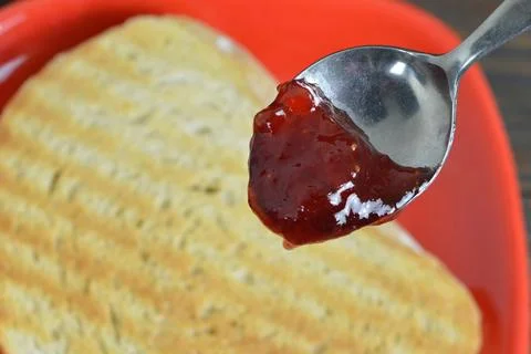 Top view of jam in spoon Stock Photos