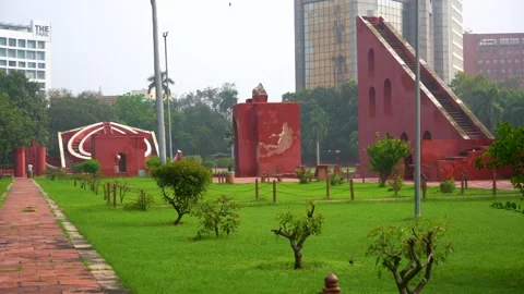 Top View of Jantar Mantar Architecture, Delhi Stock Footage 317072970