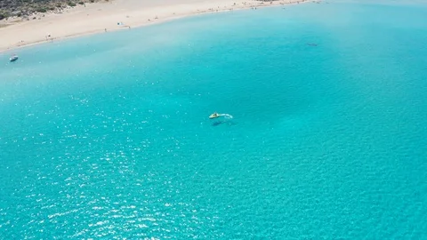 Top view of jet ski on a crystal clear turquoise water in Crete Greece Stock Footage 120418315