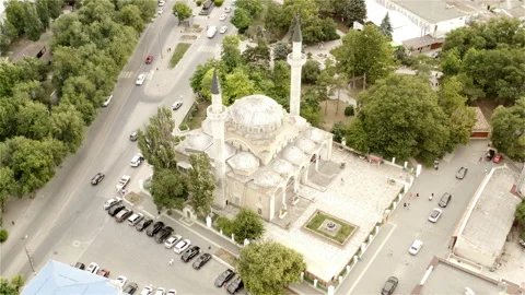 Top view of the Juma Jami Mosque on a cloudy day Stock Footage 145314379