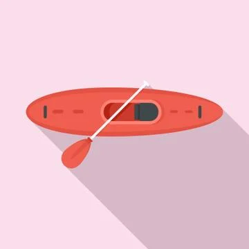 Top view kayak icon, flat style 스톡 일러스트