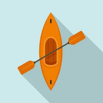 Top view kayak icon, flat style 스톡 일러스트