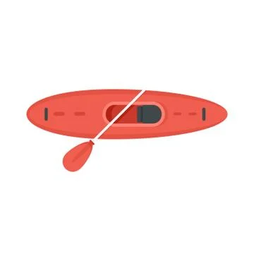 Top view kayak icon, flat style 스톡 일러스트