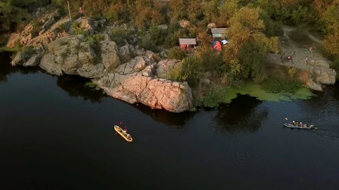Top view of Kayaking Video stock 127057407