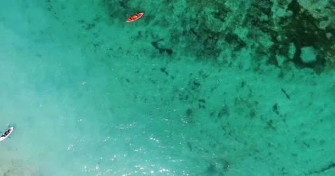 Top view on kayaks and clear ocean Stock Footage 53791753