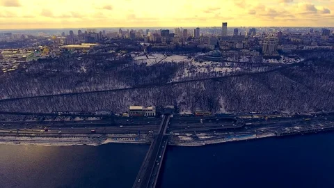 Top view, Kiev in winter Stock Footage 78627227