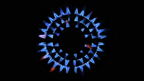 Top view of a kitchen burner glowing at night, close-up Stock Footage 235002164