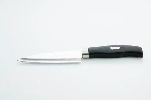 Top View of Kitchen Knife with Stainless Steel Blade on White Background Stock Photos