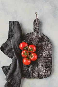 Top view kitchen towel cutting Stock Photos