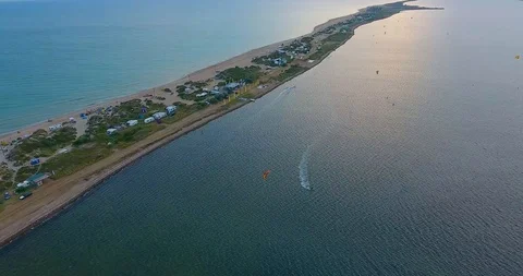 Top view of the kiter on the sea 動画素材 93907758