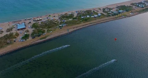 Top view of the kiter on the sea Stock Footage 93907823