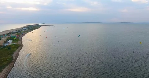 Top view of the kiter on the sea Stock Footage 94498848