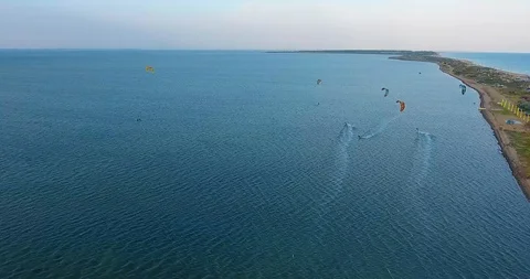 Top view of the kiter on the sea Stock Footage 94498865