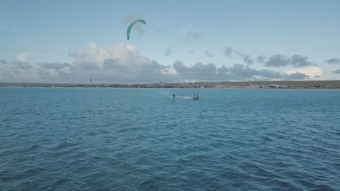 Top view of the kitesurfer in the open sea Stock Footage 95031895
