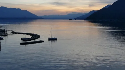 Top view of the lake with boat Stock Footage 124141652