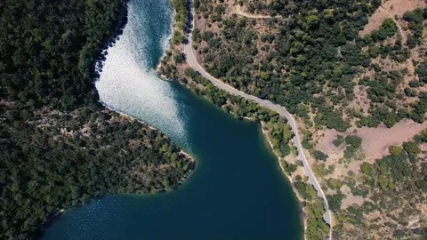 Top view of the lake in the mountains Stock Footage 241247400