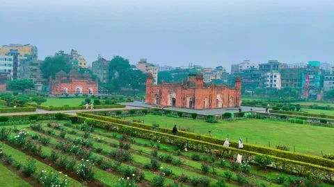 Top view of Lalbagh fort, ancient building with nature, Architectural beauty Stock-Footage 295400976