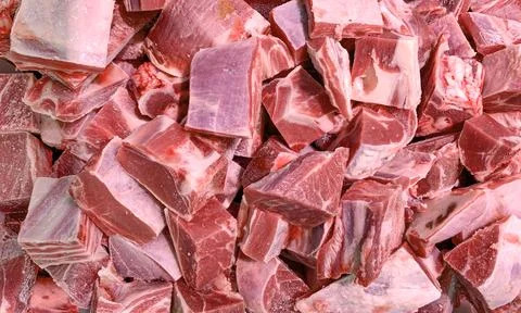 Top view of lamb meat displayed in retail store. Stock Photos