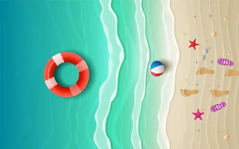 Top view landscape of the beach in day time Stock Illustration