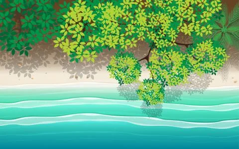Top view landscape of the beach in summer Stock Illustration