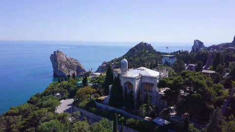 Top view of the landscape in the Crimea. 4K aerial video Stock Footage 91561469