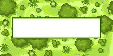 Top view of the landscape from a height. Green summer scenery with trees. Wit 스톡 일러스트