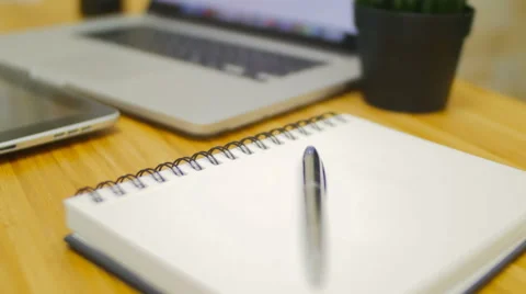 Top view of laptop with diagram and flower Stock Footage 60257517