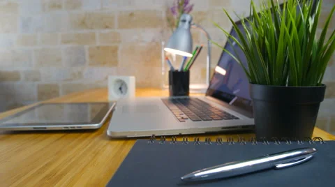 Top view of laptop with diagram Video stock 60257408