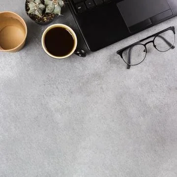 Top view laptop puppet with copy space. High quality and resolution beautiful Stock Photos