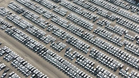 Top view of a large car manufacturing facility Stock Footage 340814019