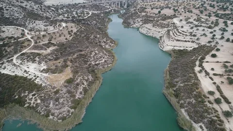 Top view of a large dam, aerial view Stock Footage 103464095