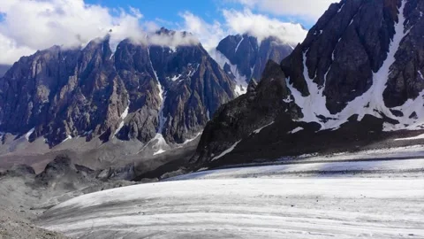 Top view of a large glacier and mountain peaks. Stock Footage 252894391