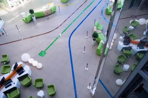 Top view of a large reception room for bank Stock Photos