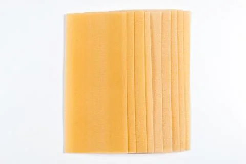 Top view of lasagna sheets stack isolated on white Stock Photos