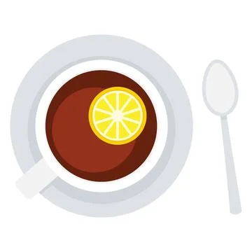 Top View Lemon Tea Cup Vector Illustration 스톡 일러스트